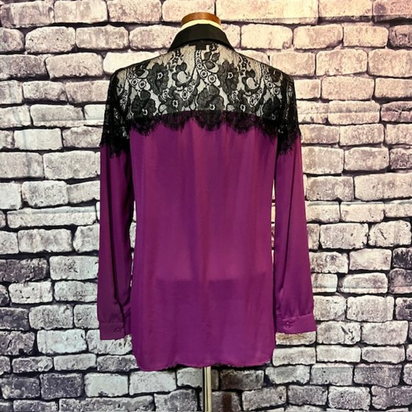 Metaphor Purple & Black Button Down Blouse Size M - Picture 6 of 9